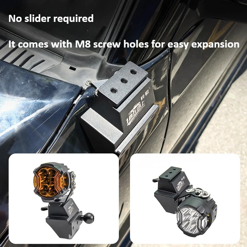 For Mitsubishi Pajero V93 V97 V73 Car A Pillar Spotlight Bracket Front Engine Hood Quick Release Dual Guide Rail Expansion Stand