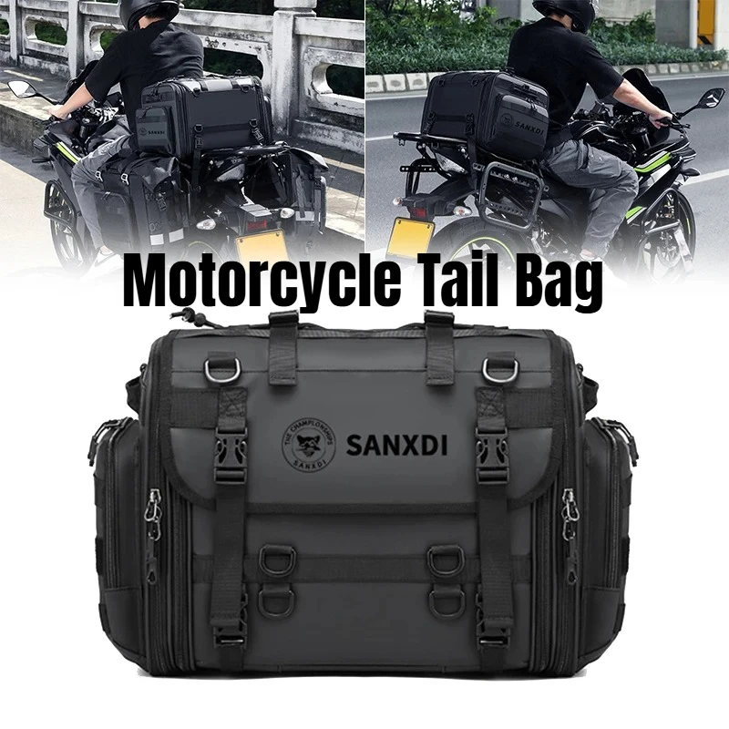 

Universal Motorcycle Tail Bag Waterproof Expandable 40L 60L Motorbike Rear Seat Luggage for Honda Yamaha Suzuki Kawasaki BMW