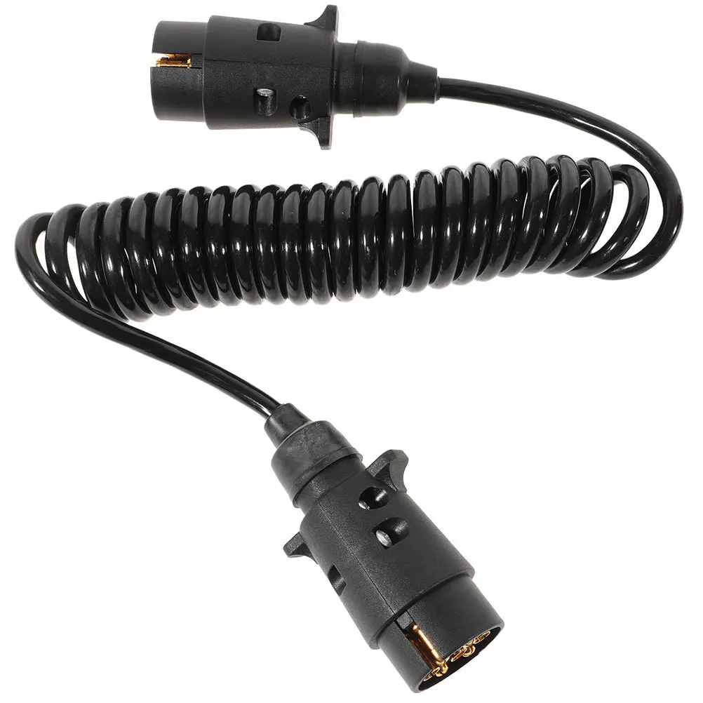

Tpu Coiled Trailer Extension Cable Black Durable Flexible Wiring Female Connector Stretchable Coil Cord for Flatbed
