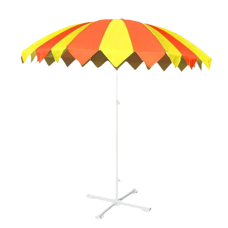 Beach umbrella Vertical striped sun umbrella Outdoor reinforcement Thickened sun protection Rainproof color activity stall paras