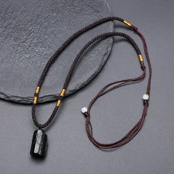 1Pc Fashion Black Tourmaline Stone Pendant Specimen Crystal Energy Healing Stone Unisex Men Women Necklace New Jewelry