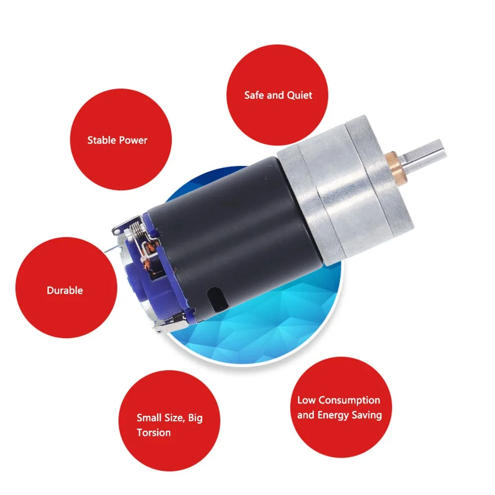 Durable DC12V Geared Motor 37mm Diameter 25mm D Shaft Gear Motor High Torque 2000RPM Electric Motor For DIY Projects