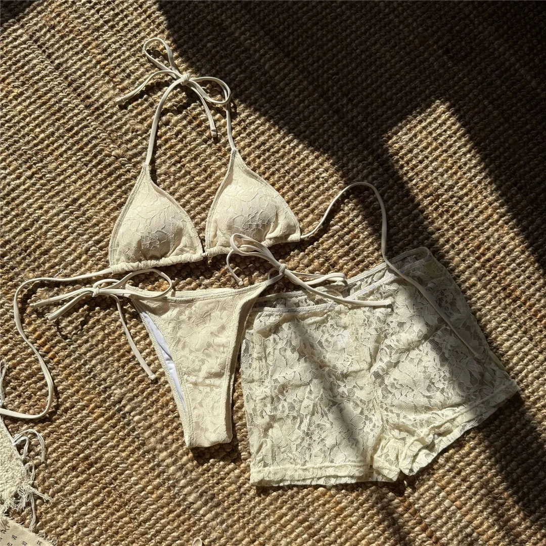 3-teiliges Halter-Bikini-Set mit transparenten Shorts, Damen-Badeanzug, dreiteiliger Bikini, Damen-Bademode, Badeanzug, Schwimmanzug V6389 – Detail 11