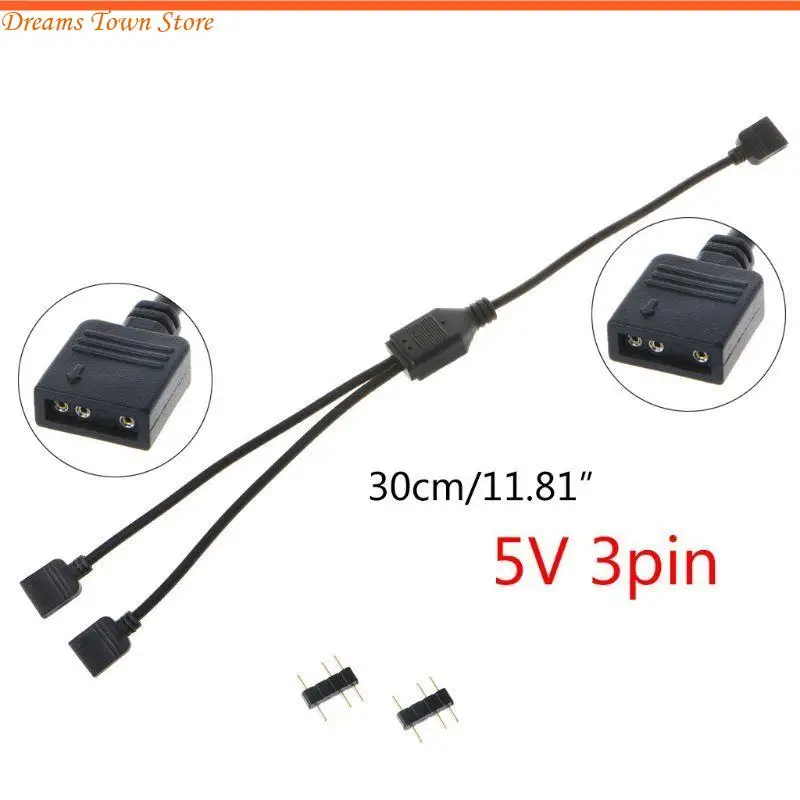 HX6A RGB Extension Cable 5V 3 Pin Radiators RGB Fans Connector Hub 3-Pin Cooling Fan Cable for Computer ATX for Cas