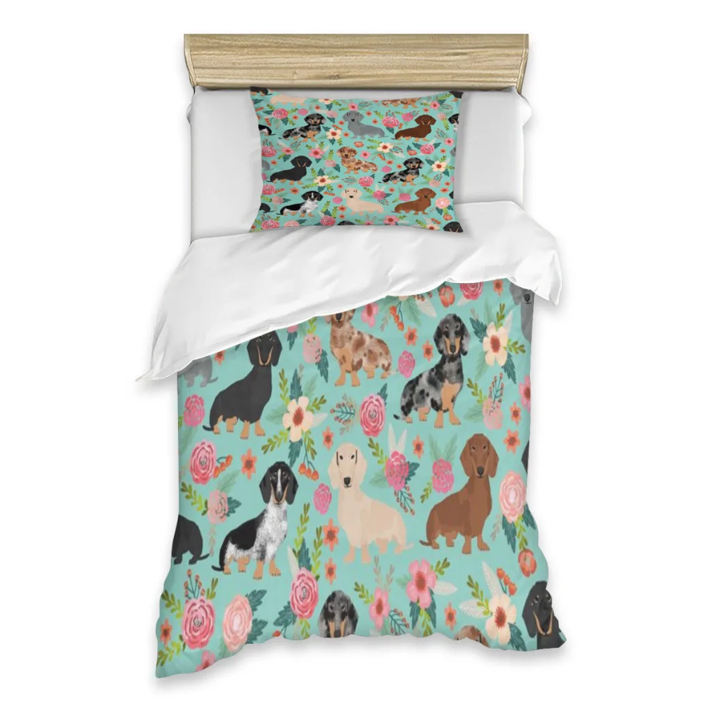 Cute Dachshund Dogs Single Bed Sheets Set  Complete Case Single Linen Quilt Cover