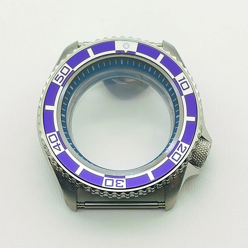 42mm SKX007 Watch Case Transparent Back Cover Fits NH35 NH36 7S 4R35 Movement Flat Sapphire Crystal Glass 28.5mm Dial Watch Case