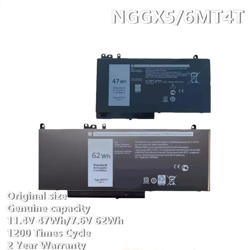New 47Wh NGGX5 62Wh 6MT4T  Laptop Battery For DELL Latitude E5270 E5470 E5570 M3510 JY8D6 954DF 0JY8D6 P23T P48F P48G P48F001