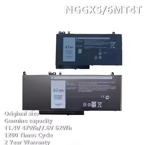 New 47Wh NGGX5 62Wh 6MT4T Laptop Battery For DELL Latitude E5270 E5470 E5570 M3510 JY8D6 954DF 0JY8D6 P23T P48F P48G P48F001