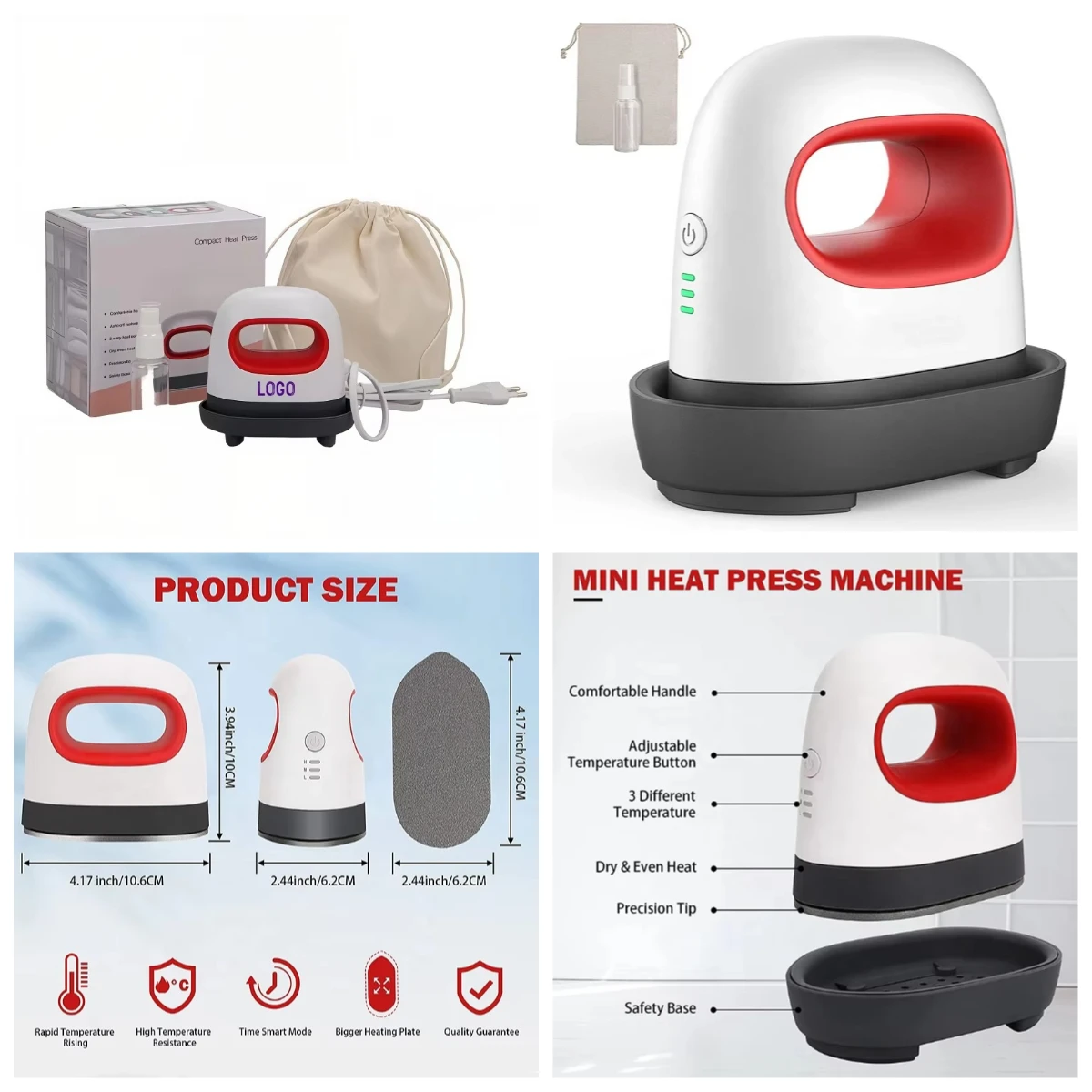 

WJW Hot Selling 6.2*10.6cm Portable Mini Sublimation Heat Press Machine for Hats Bags