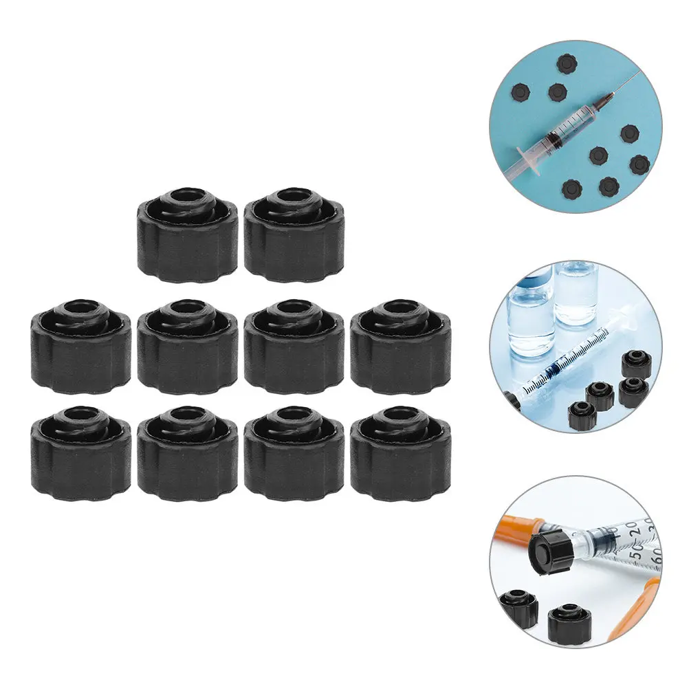 

10Pcs Syringe Plunger Black Industrial Use Needle Caps Syringe Adapter Dispensing Needle Cap Luer Lock Cap Luer Lock Tip Caps