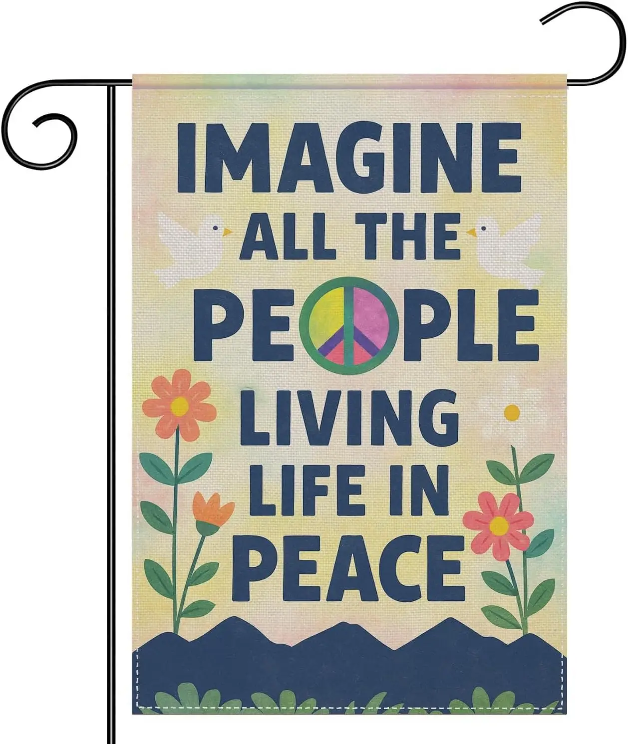 Peace Garden Flag 12x18 Inch Double Sided Dove Inspirational Quote Flag Imagine All The People Living Life in Peace Outdoor  ZZM