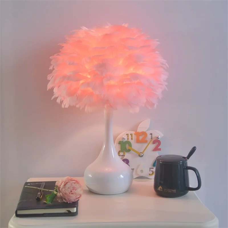 BELLE Contemporary Simple Table Lamp Creative Design LED Feather Desk Light Romantic Decor for Home Bedroom Bedside