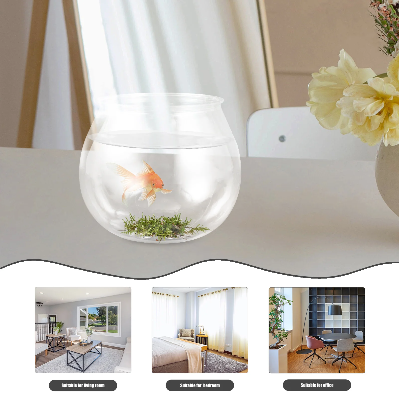 Mini Fish Tank Small Bowl Tanks Anti-falling Plastic Round Aquarium Goldfish House Vase Decor Flowers Clear Keeper for Home