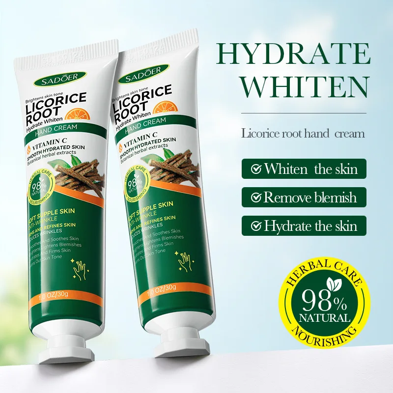 SADOER Zoethout Whitening Handcrème: Plant Essence doordrenkt, hydraterend en hydraterend, ideaal voor droge handen in de herfst en winter