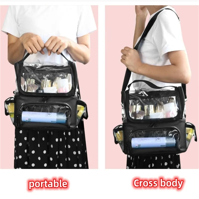 PVC Women's Cosmetic Bags Salon Makeup Tool Backpack Hairdressing Storage Transparent Waterproof Travel Bag Barber Accessories