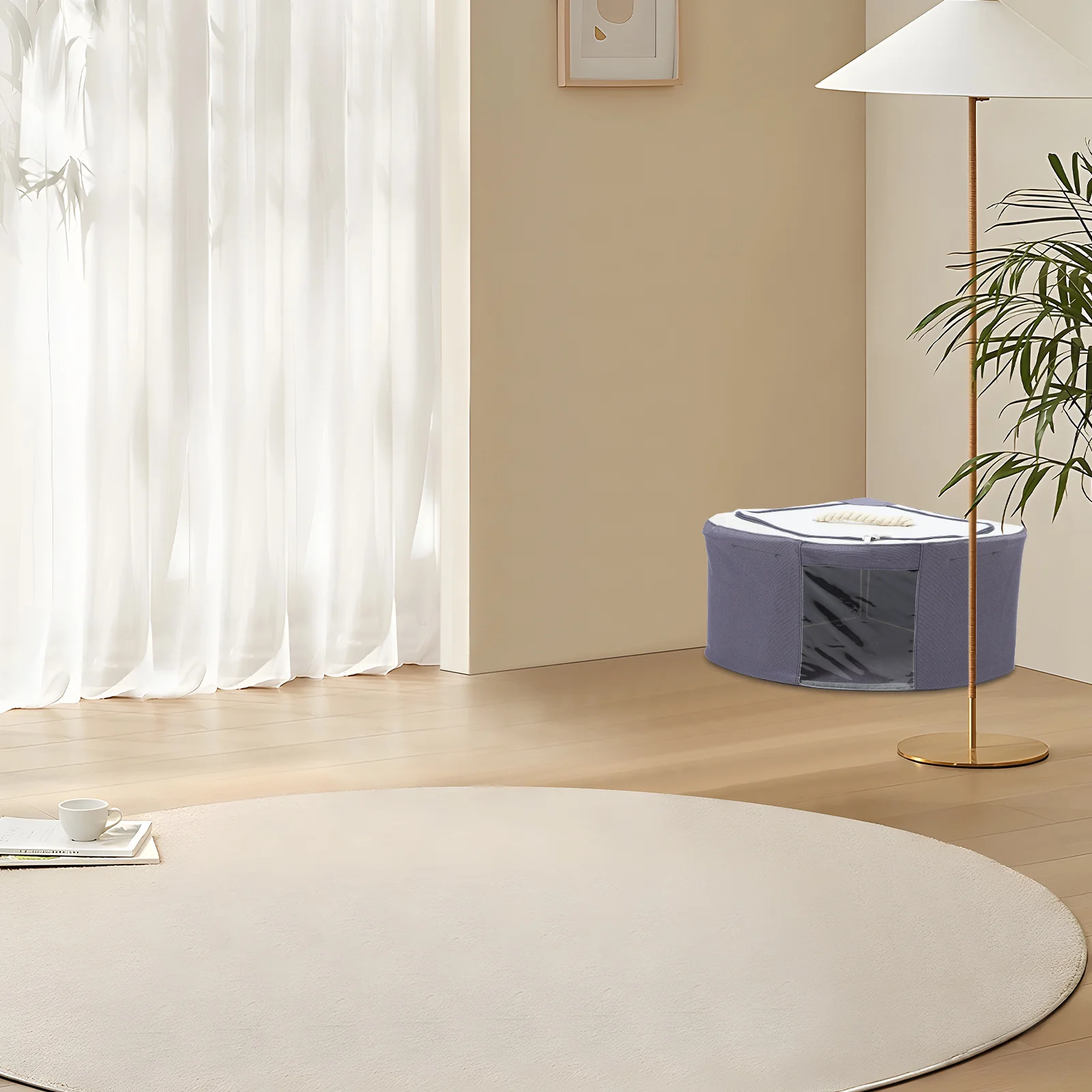 

Waterproof Oxford Cloth Thickened Fan Shaped Storage Box for Household Corner Organizing Sundries Storage Container