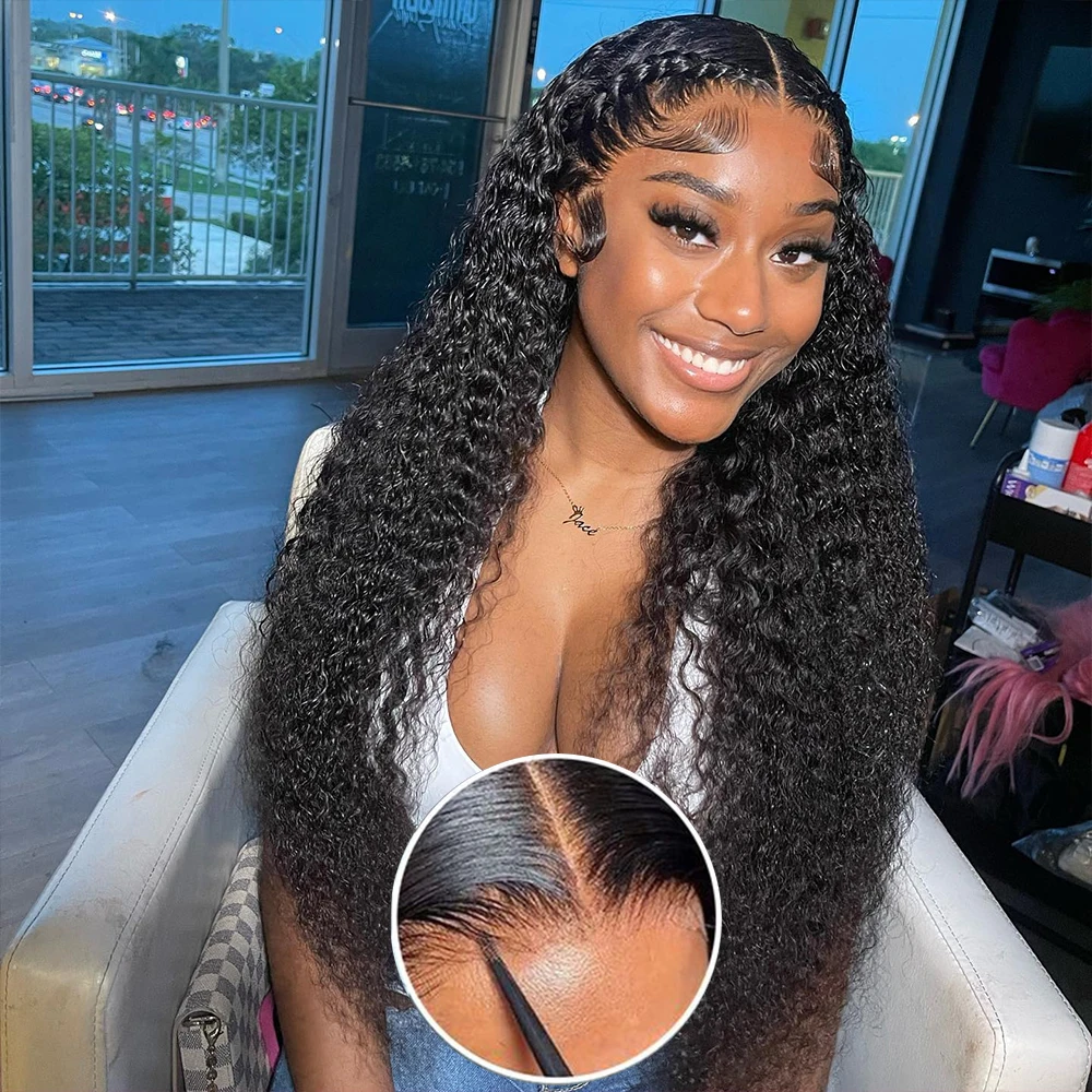 Glueless 5x5 Ready to Wear Deep Wave HD Lace Clousure Wig Human Hair Pre Plucked 6x4 Curly Brazilian Transparent Lace Front Wigs