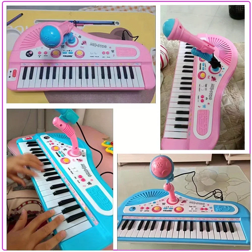 Piano Musical para niños, teclado electrónico de 37 teclas, Piano para niños con micrófono, instrumento Musical, juguetes educativos para niños y niñas