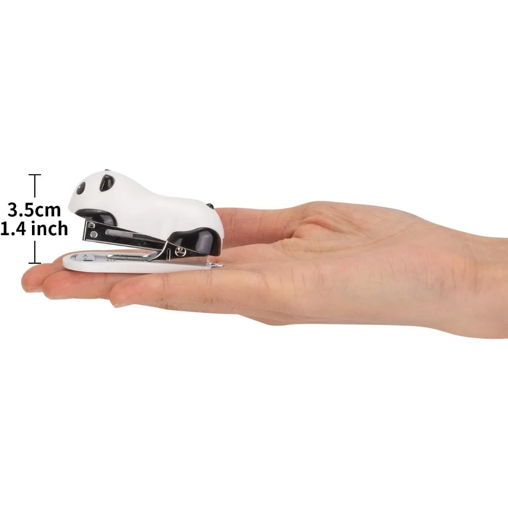 Mini Cute Panda Desktop Stapler, Office Stapler, 12 Sheet Capacity, Includes Built-in Staple Remover & 1000PCS No.10 Staples