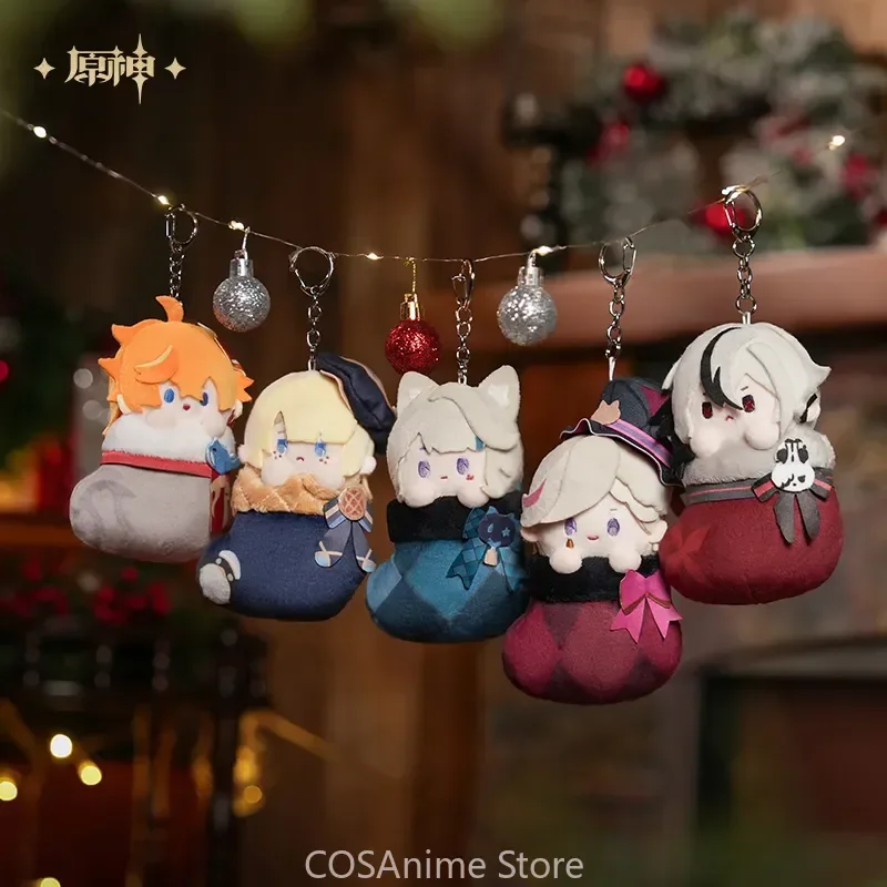 Official miHoYo Anime Game Genshin Impact Lyney Freminet Cute Warm Winter Series Cosplay Stuffed Cotton Body Keychain Pendant