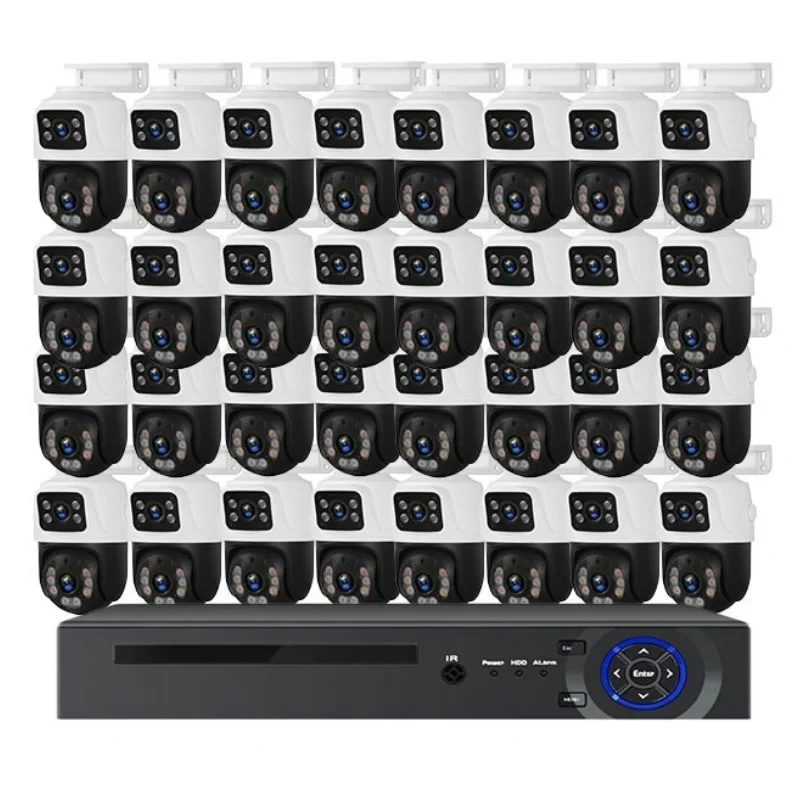 ICsee 32CH 6MP POE Dual Lens Network Camera Kit 16ch Poe Nvr Kit Auto Tracking PTZ 16CH 4K POE Dual Lens Security Camera System