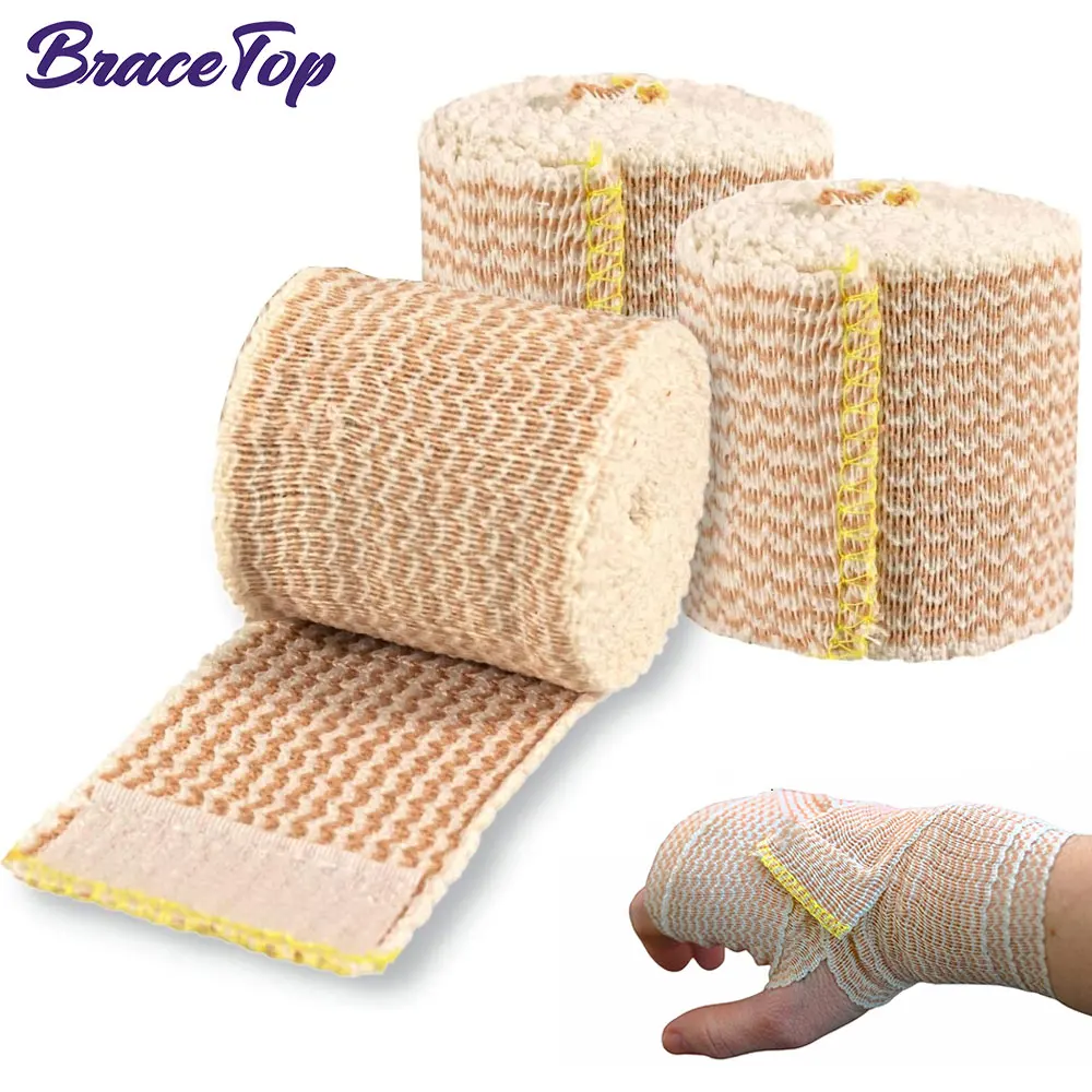 

Elastic Bandage Wrap, Cotton Latex Free Compression Bandage Wrap with Touch Closure At Both Ends, Support & First Aid for Sports