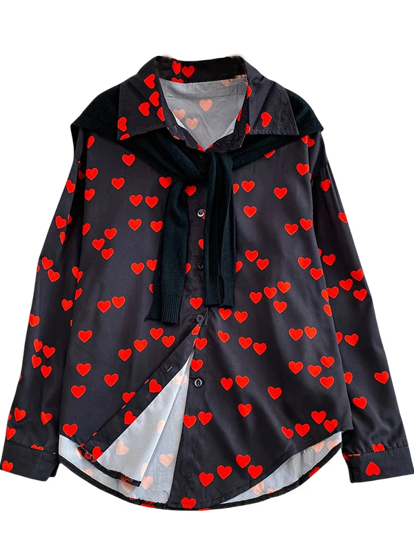 Ele レトロプリント ロングスベ 日焼け防止コート レディース ルーズ 多用途 awl irt 秋シーズン ライトマトゥリ Sle