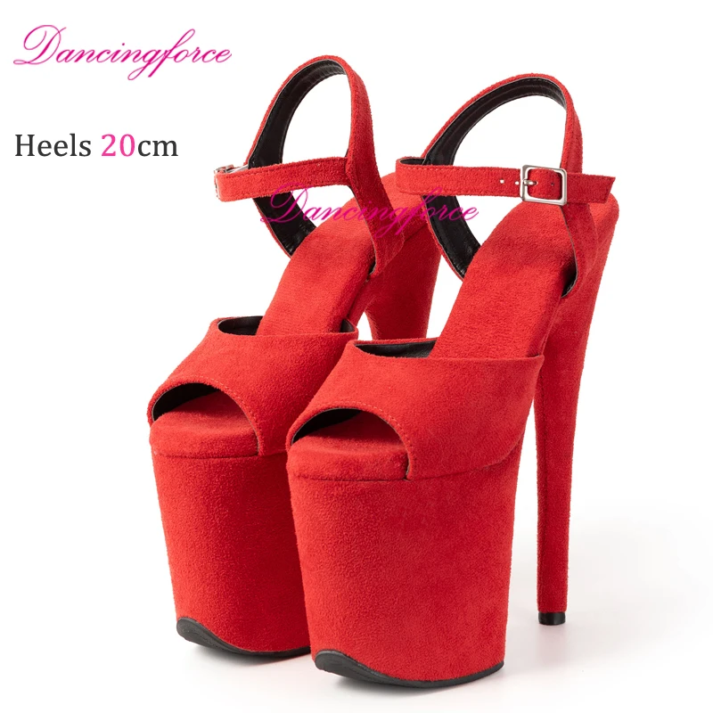 Sexy Faux Suede 8 pollici 20CM Platform Pole Dance Shoes donna Nightclub Gothic Stage Show sandali con tacco alto