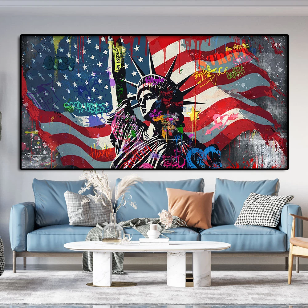 

Statue of Liberty Graffiti Art Canvas Paintings On the Wall Poster And Print Modern Street Artwork Picture For Living Room Decor