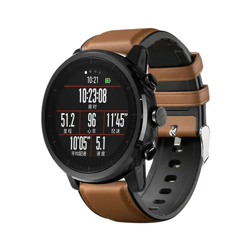 Кожаный силиконовый браслет для Amazfit GTR, ремешок 47 мм для Xiaomi Amazfit Stratos/GTR2/GTR 2e/GTR 3 pro/GTR 4, ремешок для часов