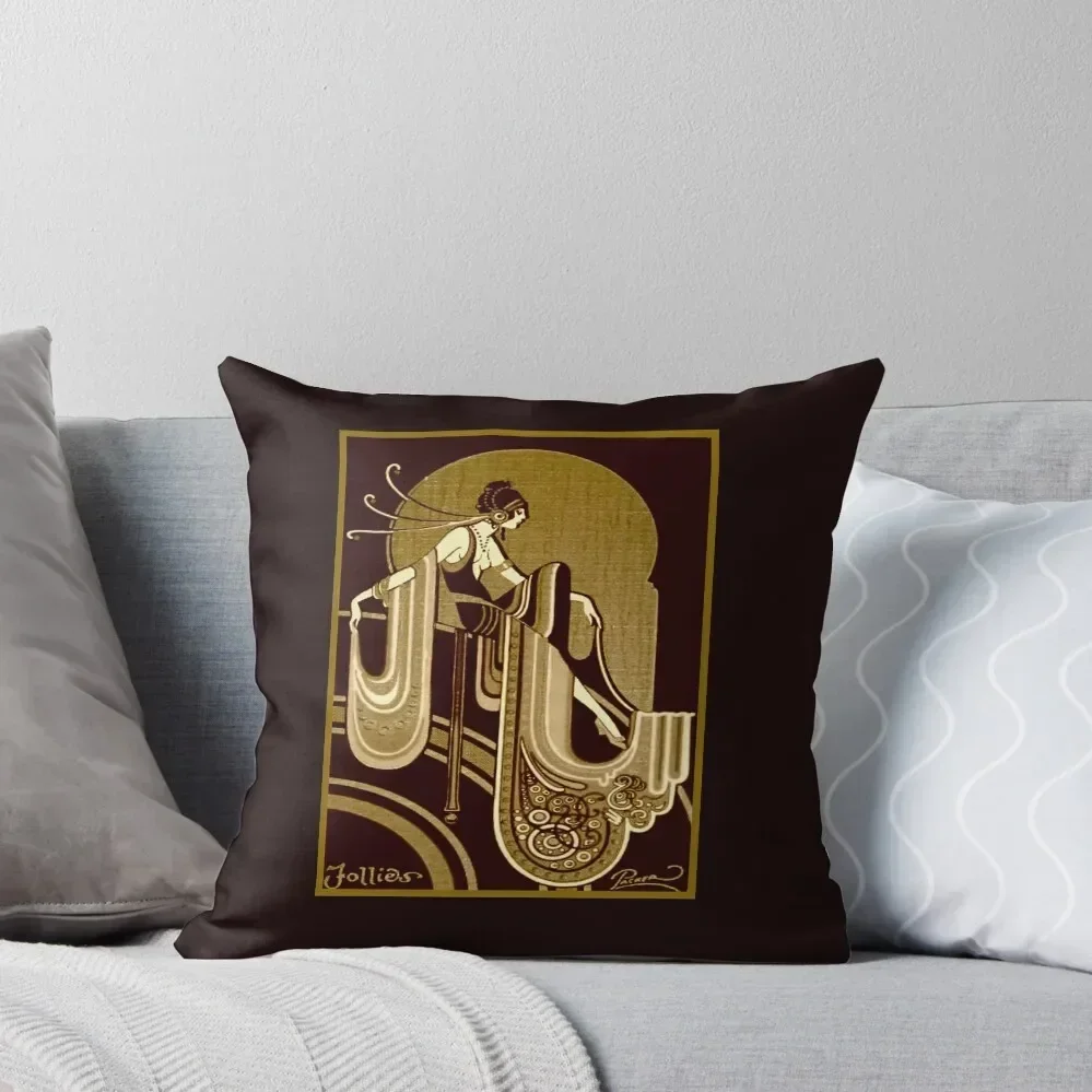 

FLAPPER : Vintage 1920 Pinup Brown tone Beauty Print Throw Pillow covers for pillows Couch Pillows pillow