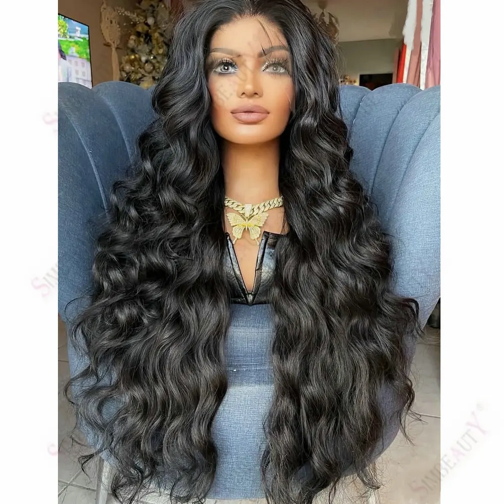 

Long 30inches Jet Black 100% Human Hair Loose Deep Wave Indian Hair 5x5HD Lace Wig for Black Women 13x6 Deep Part Lace Front Wig