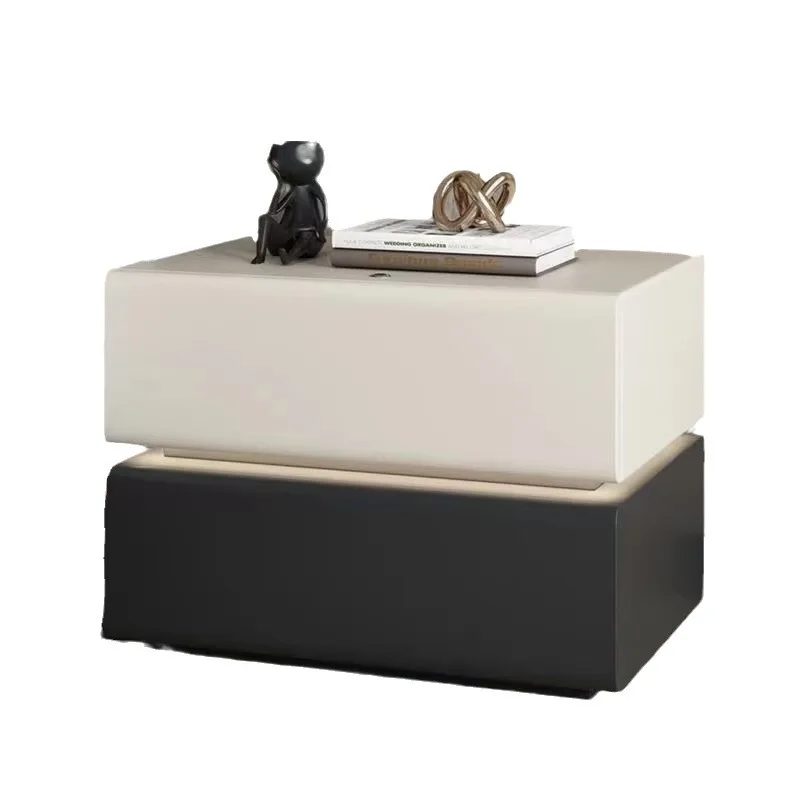

New Cream Wind Bedside Table Modern Simple Locker Bedroom Household Suspended Solid Wood Cabinet Free Installation