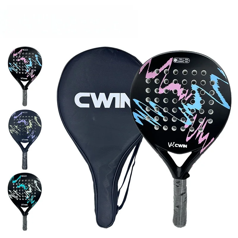 CWIN Graffiti Series Padel Racket Full Carbon Fiber 3.6cm EVA Core Paddle Racket for Beginner with Carry Cover