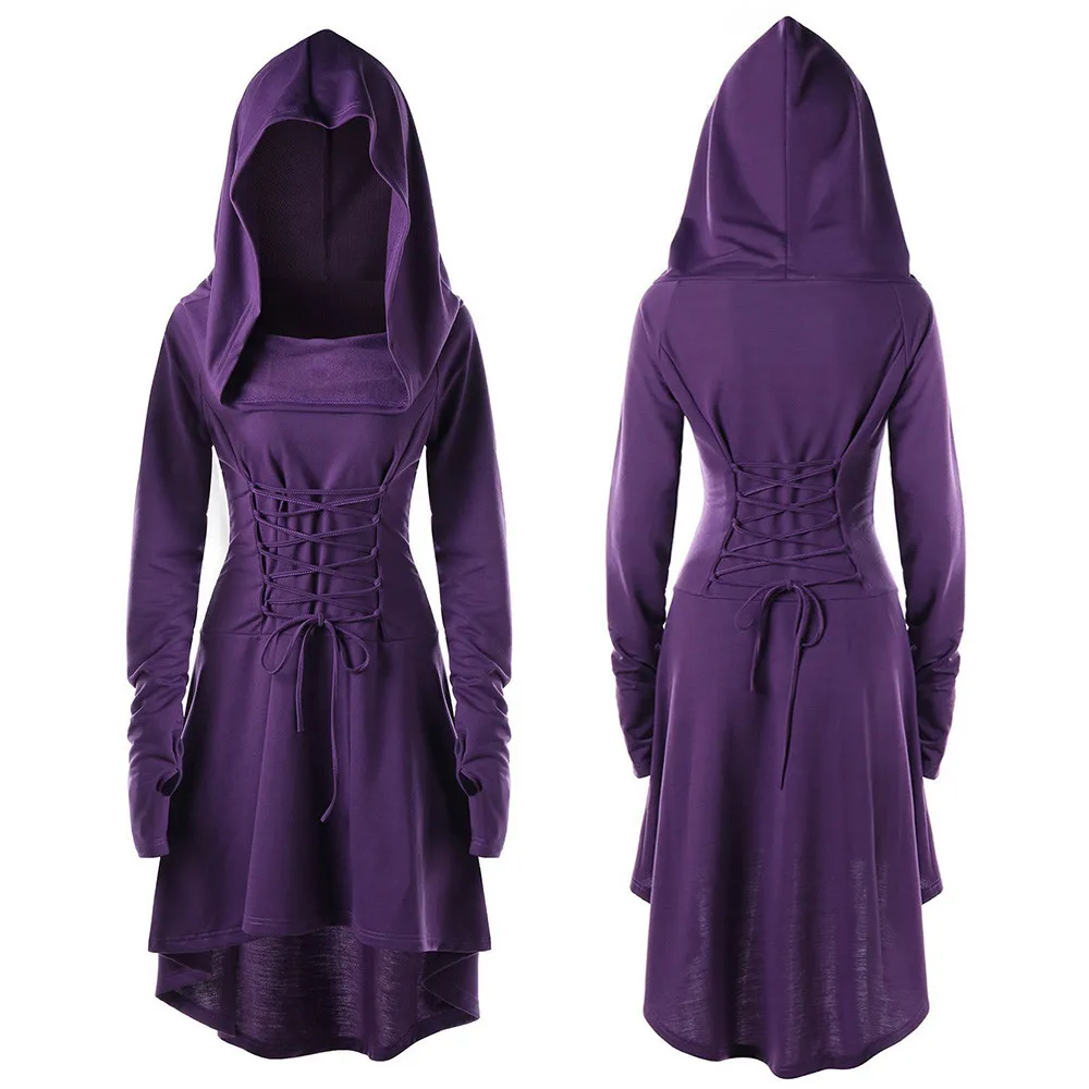 Hooded Dress Middle Ages Renaissance Halloween Hunter Archer Cosplay Costumes Vintage Medieval Carnival Party Vestidos 2024