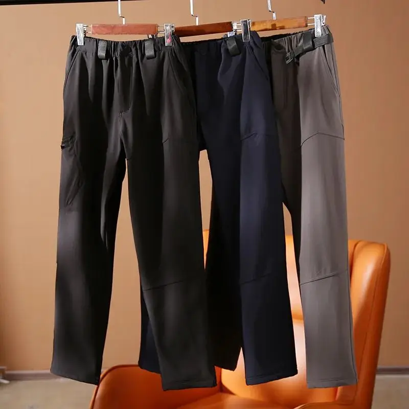 Thiened Fce Outdoor Leisure Pants for Men Windproof Warm Cosite Double Layered New Winter Sle Straight Leg Trousers