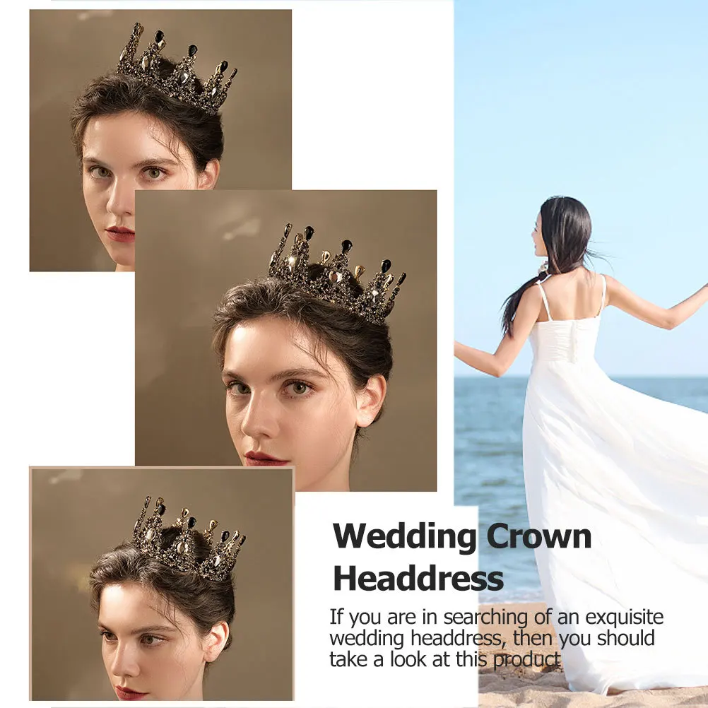 

Retro Wedding Rhinestone Bride Crown Headdress Elegant Bridal Tiara Decoration for Party Photo Proposal Rhinestone Bride Tiara
