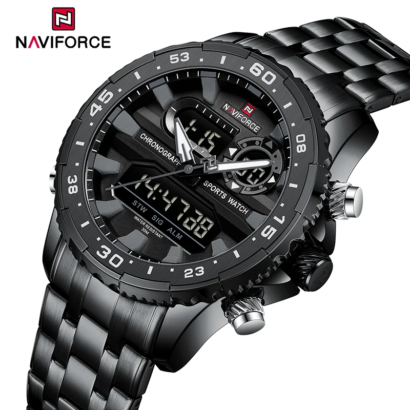 

2024 NAVIFORCE Luxury Brand Men's Military Sport Luminous Watch Man's 30m Waterproof Quartz Analog LCD Digital Wristwatch NF9234