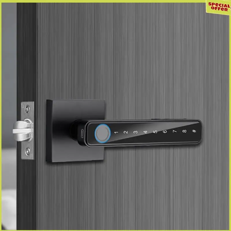 

A34R Fingerprint Password Key Lock With 4 Ways To Unlock, For Home Room Bedroom Office Storage Door Handle