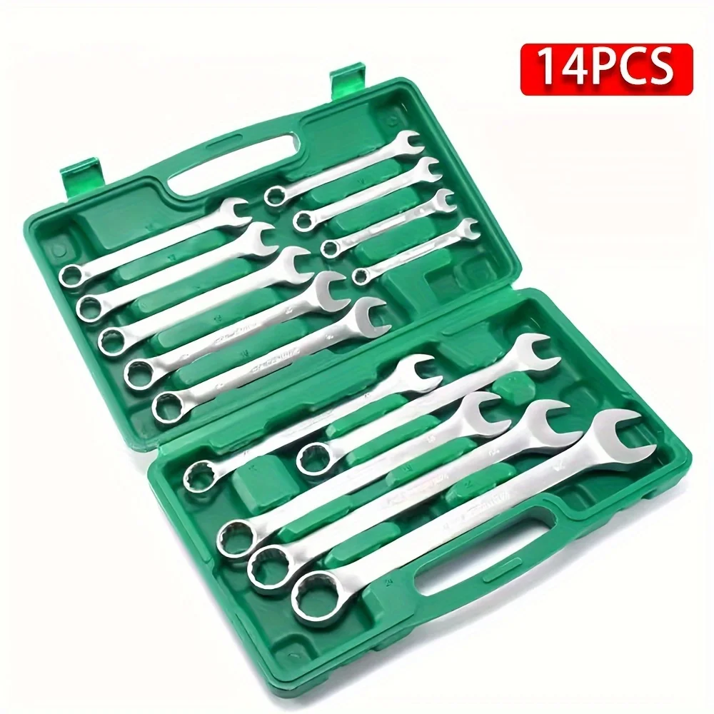 

Mechanics Wrench Set Metric,14PCS Complete Combination Wrenches set.Metric 8mm to 24mm,Full Wrench Set,Dual-purpose Wrench Set