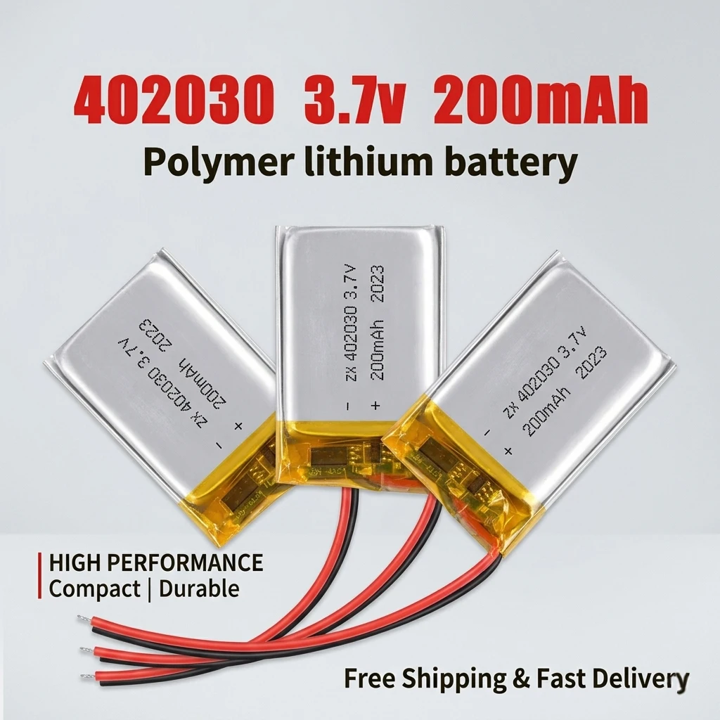 

3.7V 200mAh 402030 Lithium Polymer Battery Li-Po Rechargeable Cell for Smart Watch Band Bluetooth Headset GPS 1-10pcs