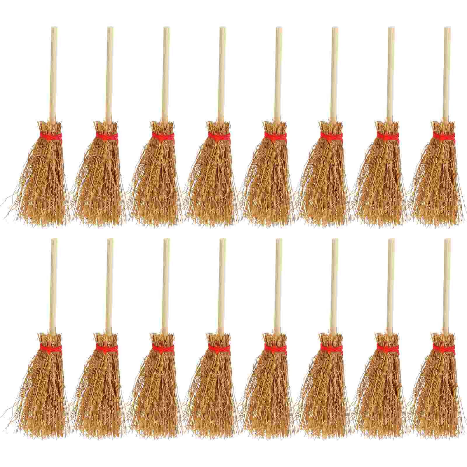 

50 Pcs Mini Broom Miniature Brooms Halloween Miniatures for Crafts and Dustpan Dollhouse Tiny Props Decor Desktop Simulated Toy