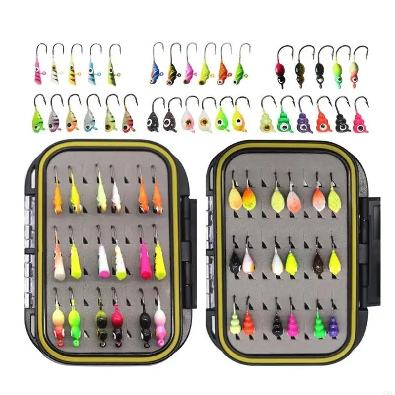 

G92F 30/36pcs Ice Fishing Gear with Storage Box Small Baits Sinking Metal Jigging Hard Baits Ice Fishing Lure Set for Bass