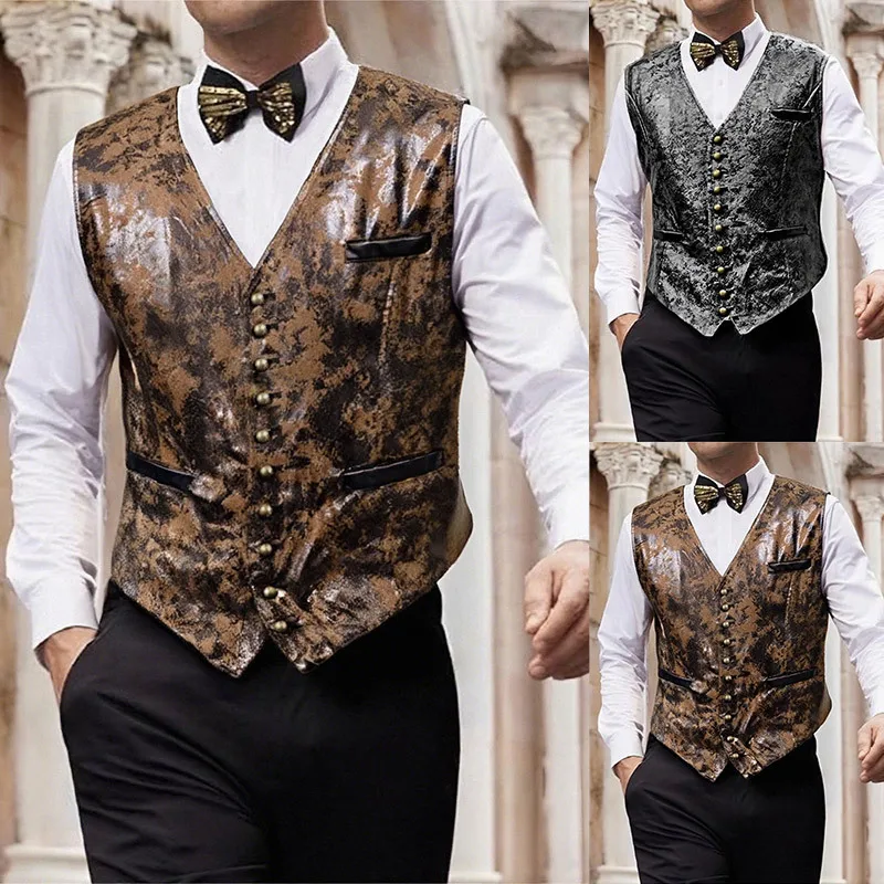 Autumn And Winter New Retro Men's Clothing Suede Single-breasted Fashion V-neck Slim-fitting Vest 2026 Spring And Summer New Pro