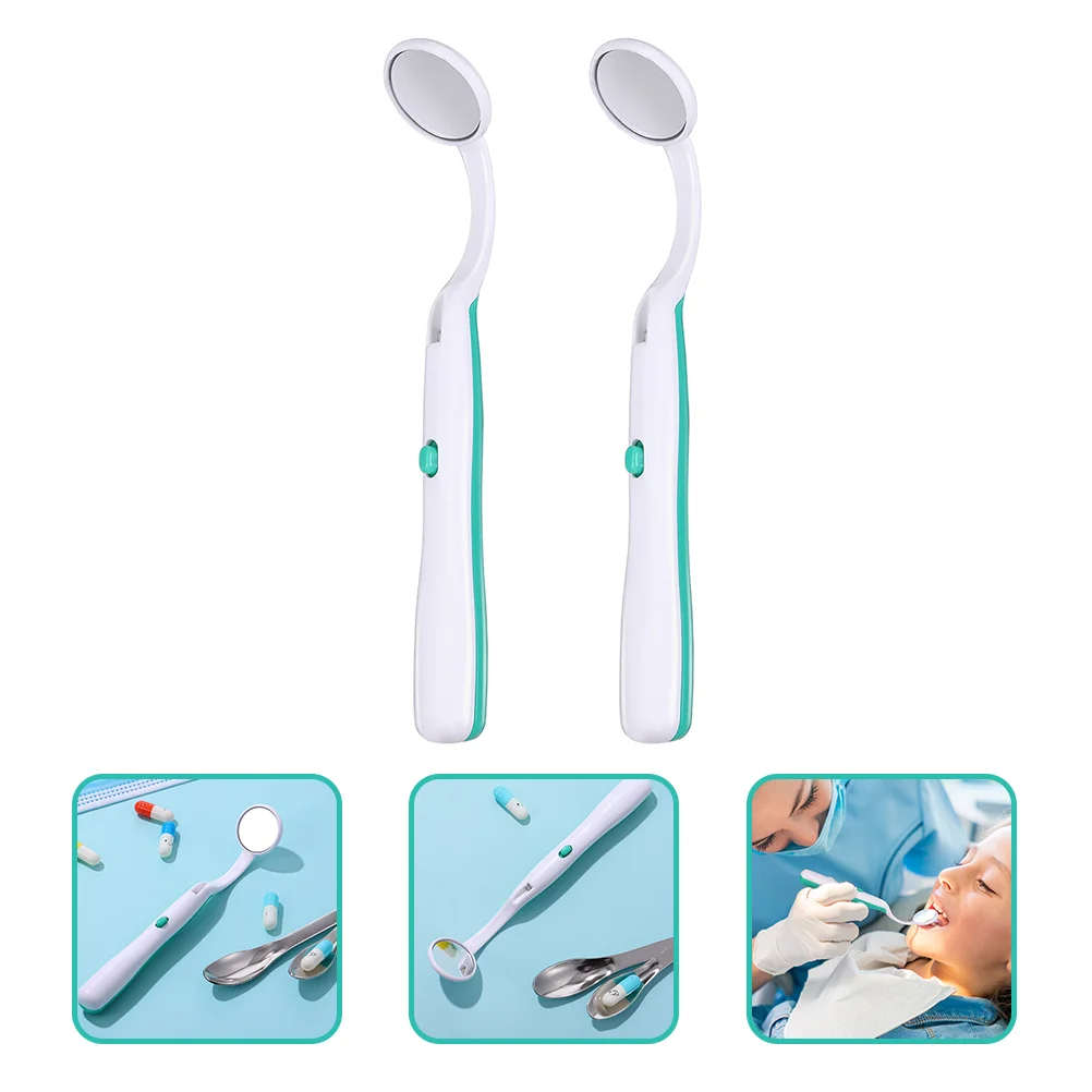 2Pcs LED Glowing Dental Mirror Mouth Examining Tool Oral Dental Instrument Dental Mirror for Teeth Tooth Mirror