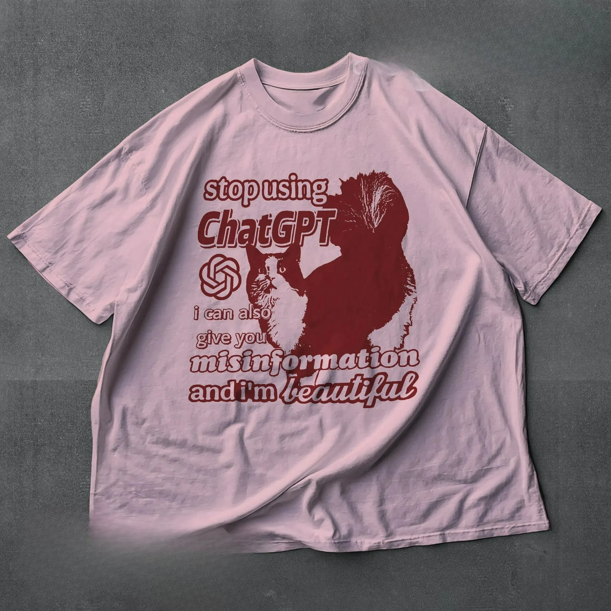 2026 Chat GPT Katzen-Meme-Shirt Y2k Lustiges Katzen-Shirt 90er T-Shirt Druck Neutrale Seltsame Spezifische Katze Anti-AI-Katze Streetwear – Detail 4