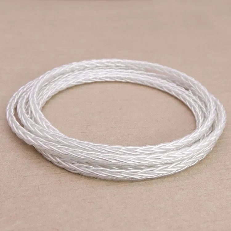 7N OCC 8 Croes banhado a prata 3,5 mm a 3,5 mm macho para macho cabo de áudio auxiliar para linha de fio de fone de ouvido montado na cabeça do carro