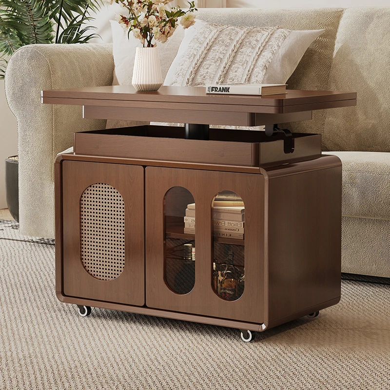 

Classic Wheeled Coffee Tables Movable Multifunction High Quality Living Room Coffee Tables Unique Premium Meuble Furniture Home