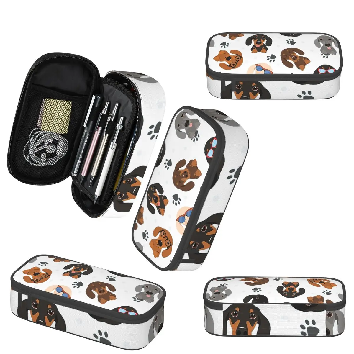 مقلمة Happy Dachshund Sausage Dogs للأطفال صندوق القلم المدرسية حقيبة أقلام رصاص لوازم القرطاسية حقيبة حامل القلم