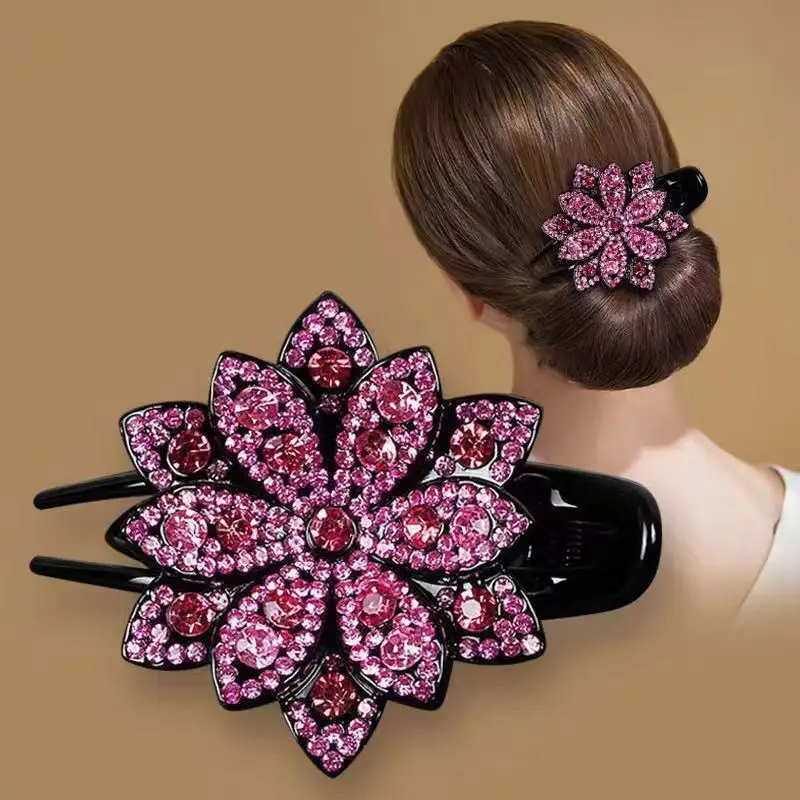 Frühling Herbst Neue Haarnadel Kopfbedeckung für Frauen Hinterkopf Entenschnabel Clip Strass Drei Zahn Clip Elegante Mutter Haar Clip – Detail 1